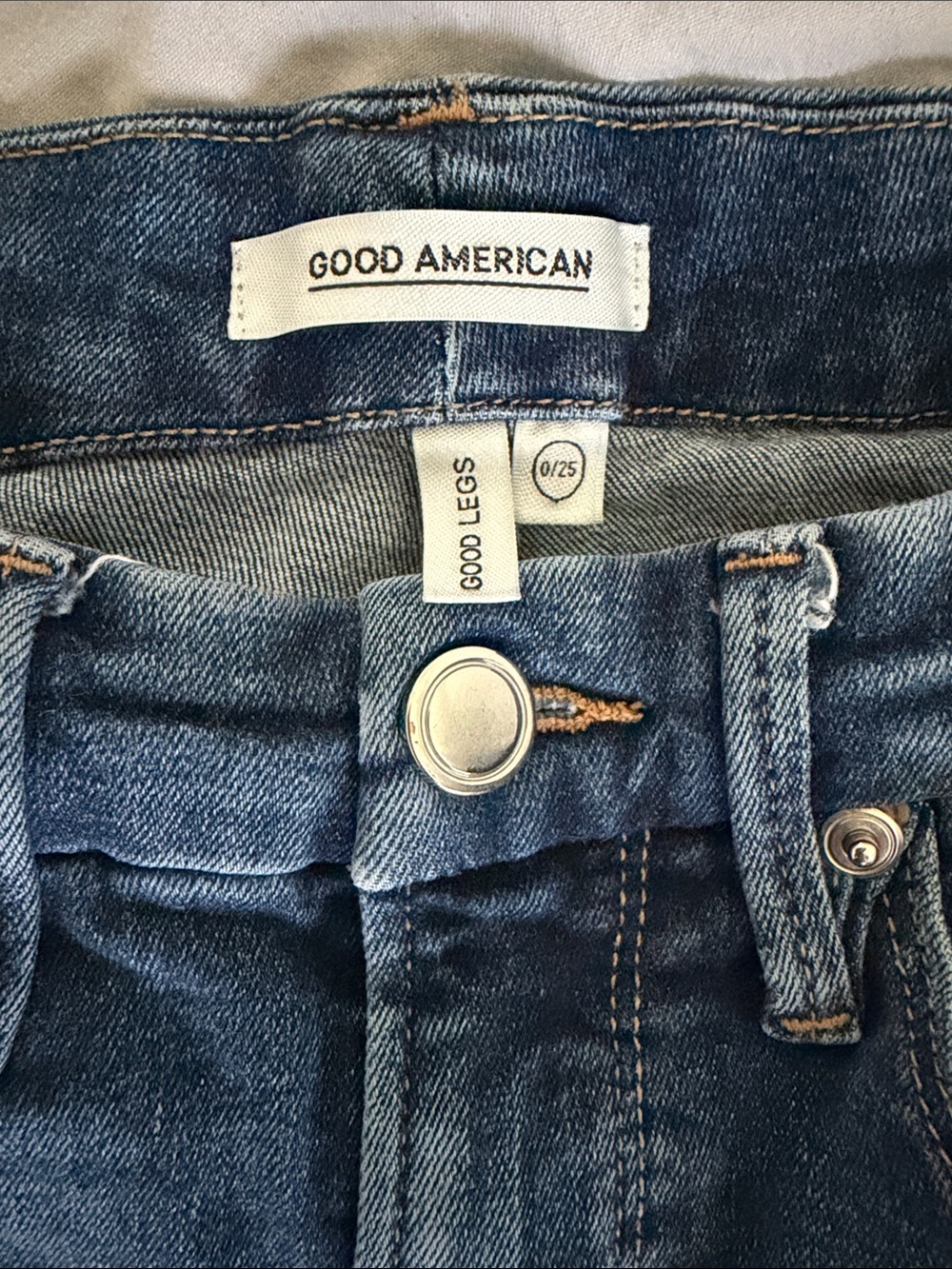 Women’s Raw-Hem High Waisted Good American Good Legs Dark Blue Skinny Jeans